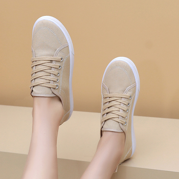 Γυναικεία παπούτσια από καμβά, διαπνέοντα, χαμηλό πάνω μέρος, με κορδόνια, πλαστική σόλα