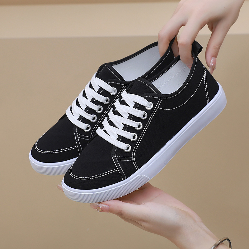 Sieviešu kanvas kurpes, elpojošas, zemā augšdaļa, ar šņorēm, plastmasas zole