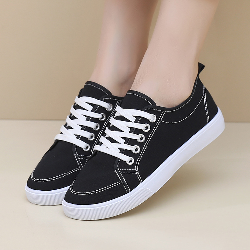 Sieviešu kanvas kurpes, elpojošas, zemā augšdaļa, ar šņorēm, plastmasas zole