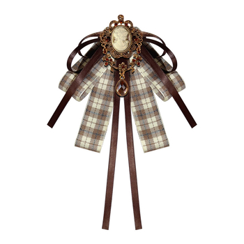 Καρφίτσα υφασμάτινη με φιόγκο, καρό μοτίβο, βρετανικό ρετρό στυλ, σχήμα σταγόνας, για γυναίκες.