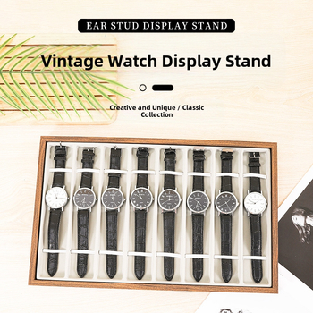 Ξύλινος ενιαίος δίσκος αποθήκευσης ρολογιών με 8 θέσεις, premium αίσθηση, περίβλημα από μασίφ ξύλο, ένα επίπεδο, κατασκευή με συγκόλληση