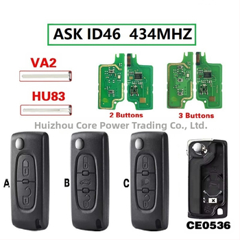 Citroën Logo 2/3 mygtukų sulankstomas raktas VA2/HU83 CE0536 434MHz ID46