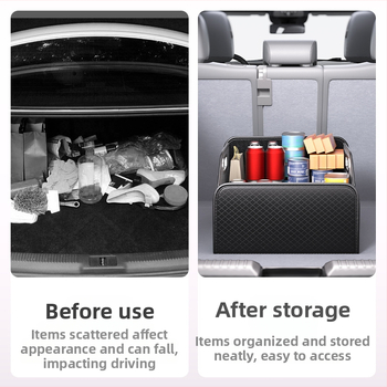 Кожена сгъваема кутия за багажник на автомобил - Органайзер за заден багажник, водоустойчива, универсална, модел 3123