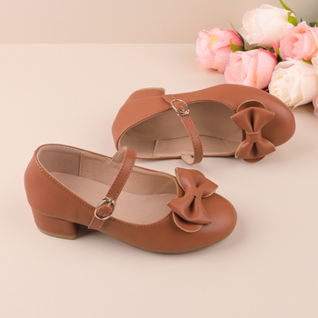 Δερμάτινα παπούτσια για κορίτσια, PU άνω, καουτσούκ σόλα, μονοχρωματικό σχέδιο, κούμπωμα με αγκράφα, γλυκό ακαδημαϊκό στυλ