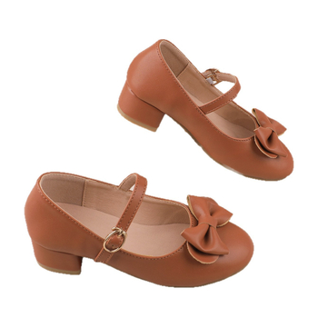 Δερμάτινα παπούτσια για κορίτσια, PU άνω, καουτσούκ σόλα, μονοχρωματικό σχέδιο, κούμπωμα με αγκράφα, γλυκό ακαδημαϊκό στυλ