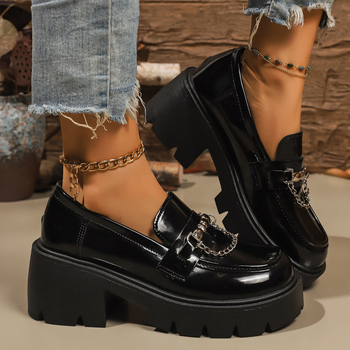 Γυναικείες casual Slip-On παπούτσια, με στρογγυλή μύτη, μεσαίο τακούνι 3–5 εκ, PU επάνω μέρος, σόλα από καουτσούκ