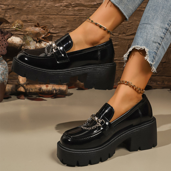 Γυναικείες casual Slip-On παπούτσια, με στρογγυλή μύτη, μεσαίο τακούνι 3–5 εκ, PU επάνω μέρος, σόλα από καουτσούκ