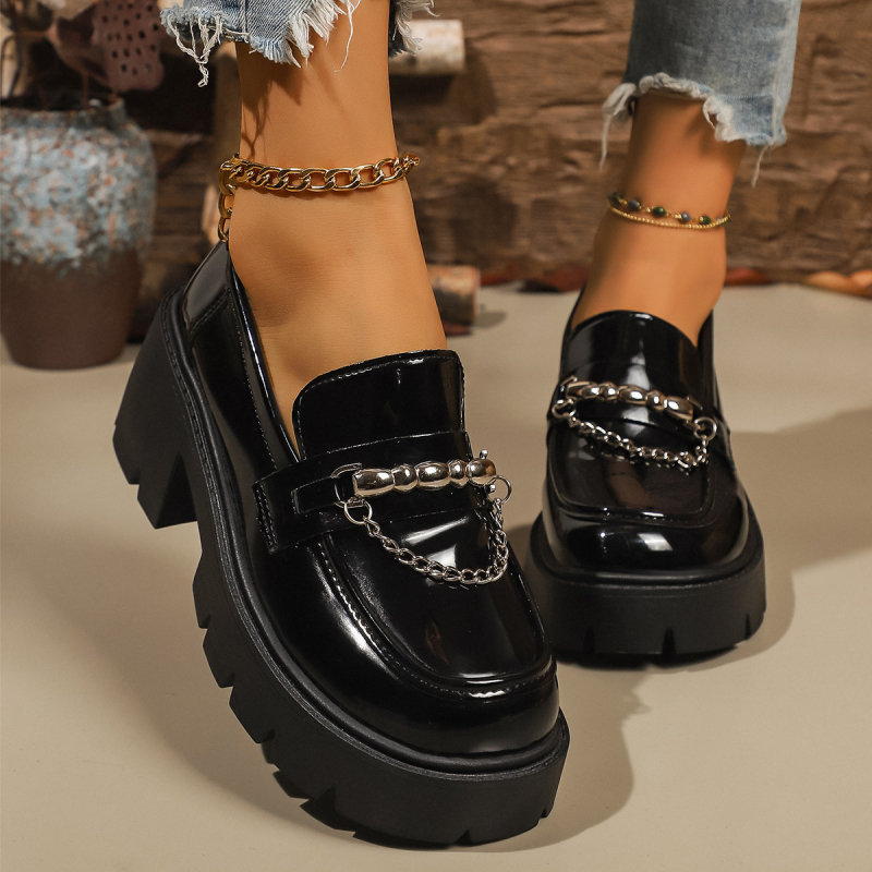 Ženske casual Slip-On cipele, okrugli vrh, srednja visina potplata 3–5 cm, PU gornji dio, gumeni đon