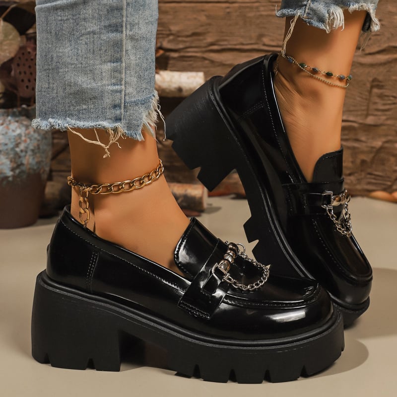 Ženske casual Slip-On cipele, okrugli vrh, srednja visina potplata 3–5 cm, PU gornji dio, gumeni đon