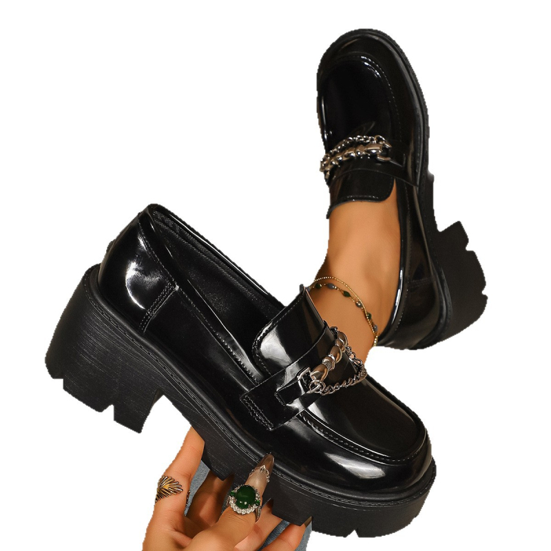 Ženske casual Slip-On cipele, okrugli vrh, srednja visina potplata 3–5 cm, PU gornji dio, gumeni đon