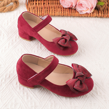 Παιδικά παπούτσια σε στυλ πριγκίπισσας από σουέντ με μεγάλο φιόγκο, αναπνεύσιμη επάνω επιφάνεια, σόλα TPR, για ηλικίες 4–16 ετών