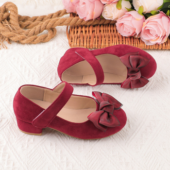 Παιδικά παπούτσια σε στυλ πριγκίπισσας από σουέντ με μεγάλο φιόγκο, αναπνεύσιμη επάνω επιφάνεια, σόλα TPR, για ηλικίες 4–16 ετών