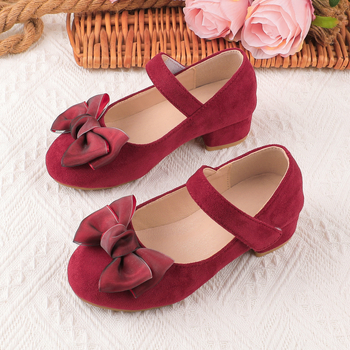 Παιδικά παπούτσια σε στυλ πριγκίπισσας από σουέντ με μεγάλο φιόγκο, αναπνεύσιμη επάνω επιφάνεια, σόλα TPR, για ηλικίες 4–16 ετών