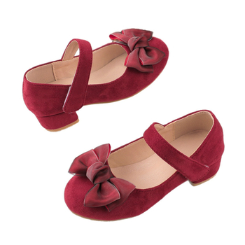 Παιδικά παπούτσια σε στυλ πριγκίπισσας από σουέντ με μεγάλο φιόγκο, αναπνεύσιμη επάνω επιφάνεια, σόλα TPR, για ηλικίες 4–16 ετών