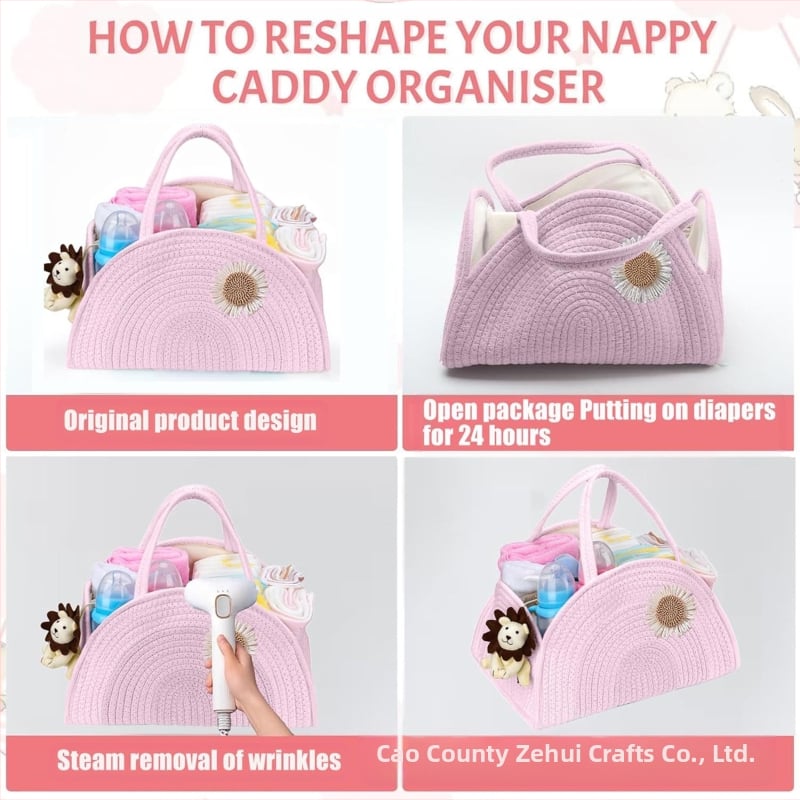 Szövött pelenka rendező kosár – pamut kötél, modern minimalist stílus, termékkód 0523, 2025-ös megjelenés