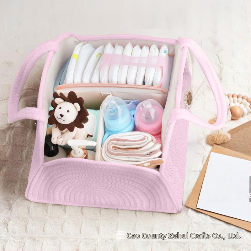 Szövött pelenka rendező kosár – pamut kötél, modern minimalist stílus, termékkód 0523, 2025-ös megjelenés