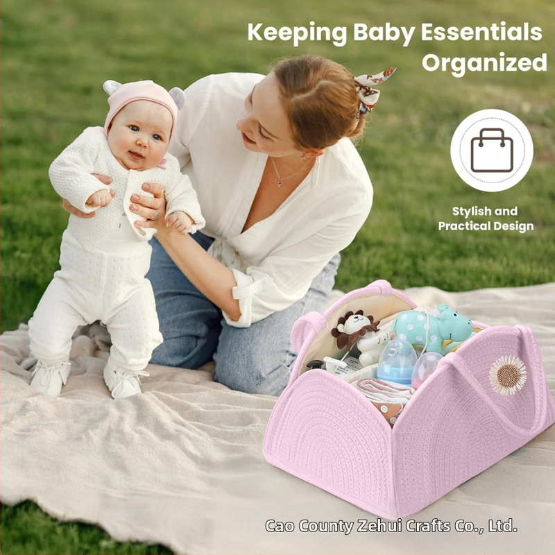 Szövött pelenka rendező kosár – pamut kötél, modern minimalist stílus, termékkód 0523, 2025-ös megjelenés