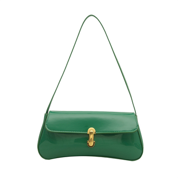 PU kvadrātveida plecu soma ar bloķēšanas sprādzi, neilona odere, slēgts rāvējslēdzēja kabatiņa, viena pleca siksna