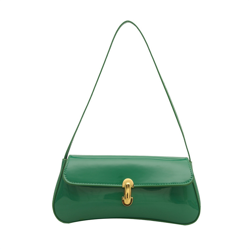 PU kvadrātveida plecu soma ar bloķēšanas sprādzi, neilona odere, slēgts rāvējslēdzēja kabatiņa, viena pleca siksna