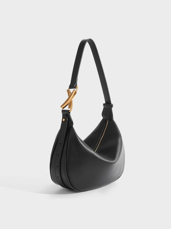 Moon crossbody τσάντα — γνήσιο δέρμα, αστικός μινιμαλισμός, σχήμα dumpling, άνοιγμα με φερμουάρ, επένδυση από δέρμα βοδιού