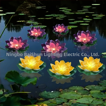 Saulės energijos lotosų lemputė, plūduriuojanti vandens LED lemputė lauko tvenkiniui, indukcinis jungiklis, 1.2V, veikimo laikas 6–12 valandų