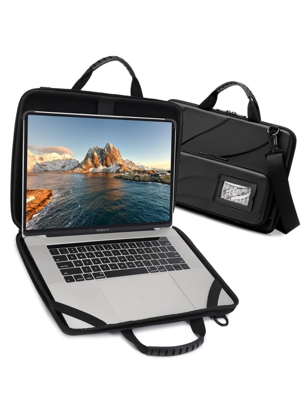 Geantă cu husă dură pentru tabletă și laptop, exterior PU, căptușeală din poliester, stil urban minimalist, unisex, primăvara 2024