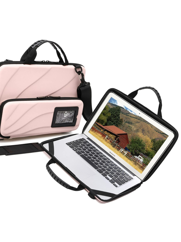 Geantă cu husă dură pentru tabletă și laptop, exterior PU, căptușeală din poliester, stil urban minimalist, unisex, primăvara 2024