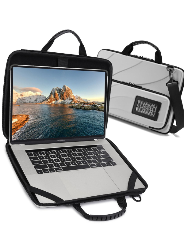 Geantă cu husă dură pentru tabletă și laptop, exterior PU, căptușeală din poliester, stil urban minimalist, unisex, primăvara 2024