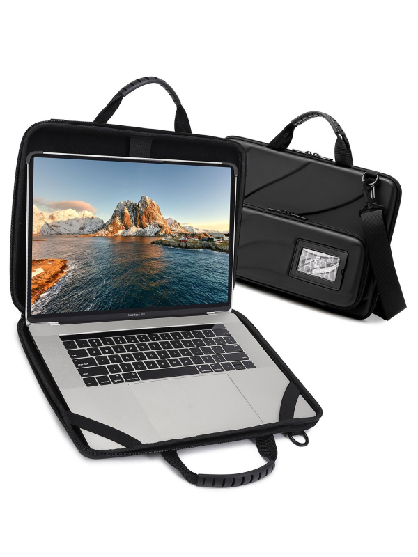 Geantă cu husă dură pentru tabletă și laptop, exterior PU, căptușeală din poliester, stil urban minimalist, unisex, primăvara 2024