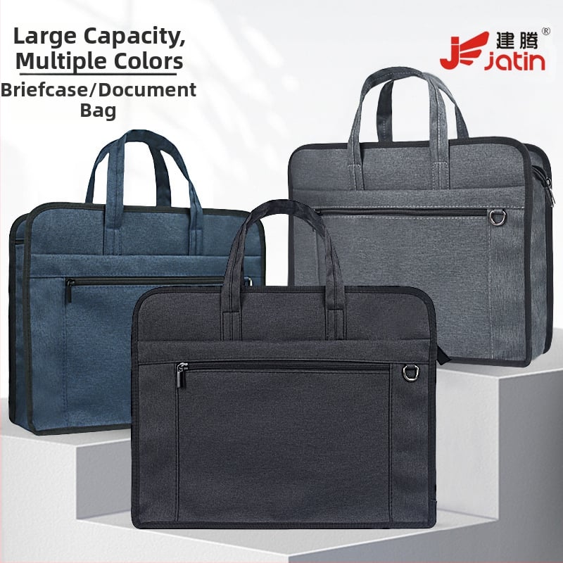 Jianteng платнена чанта за документи с голям капацитет, подсилена конструкция, стил с цип