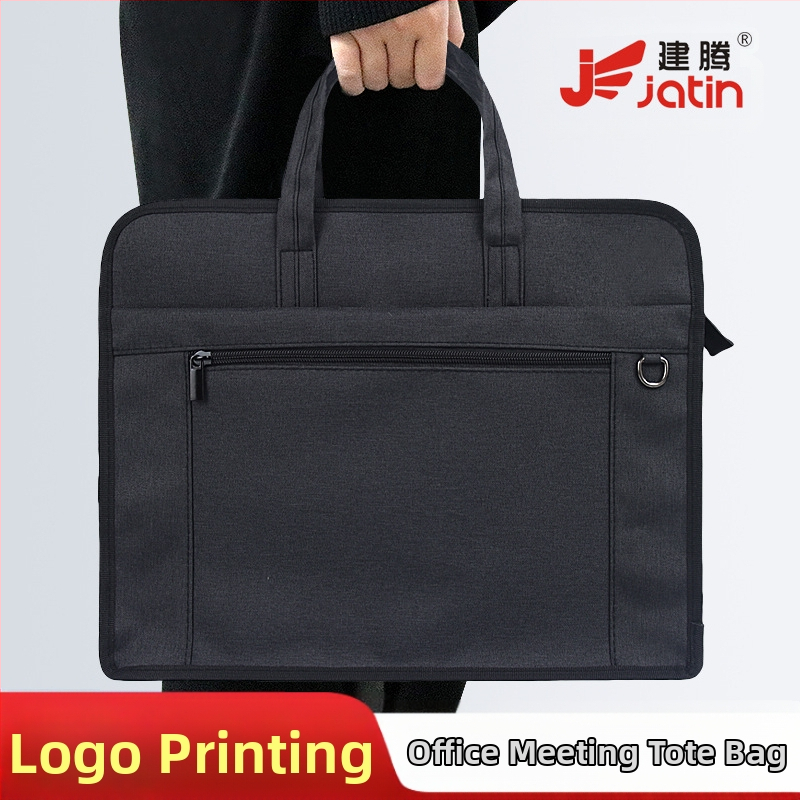 Jianteng платнена чанта за документи с голям капацитет, подсилена конструкция, стил с цип