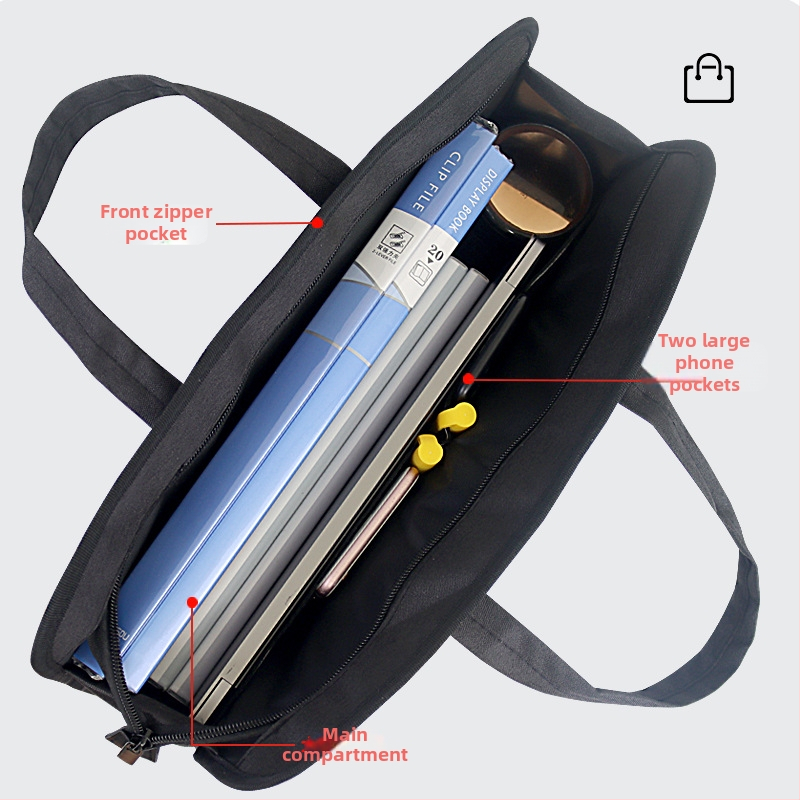 Jianteng платнена чанта за документи с голям капацитет, подсилена конструкция, стил с цип