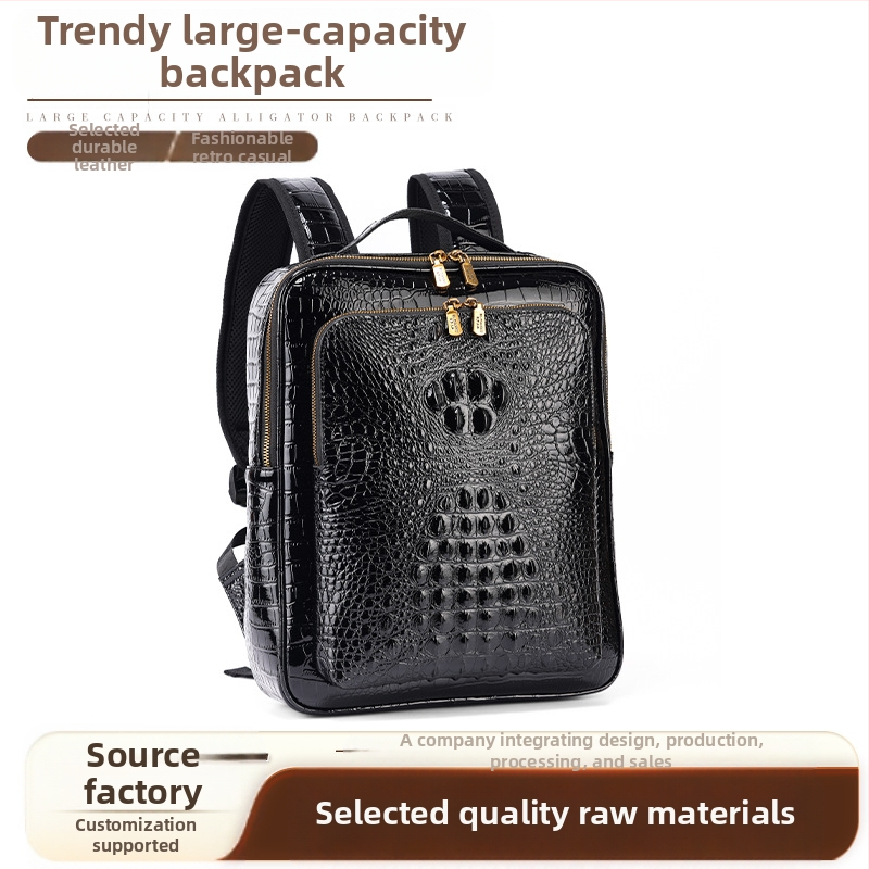 Unisex PU seljakott alligaatori mustriga ärireiside jaoks, mahutavus kuni 20 l, veekindel, sobib 8-tollise sülearvutiga, kumer õlarihm