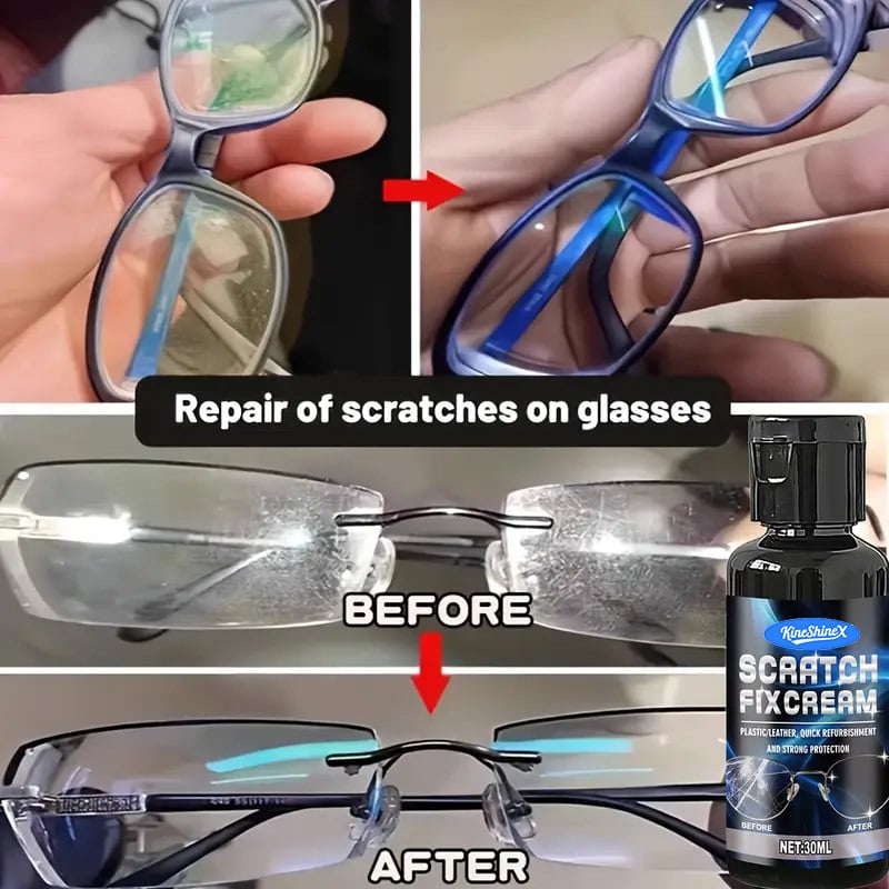 Προϊόν φροντίδας γυαλιών για επισκευή γρατσουνιών και γυάλισμα, απομακρύνει γρατσουνιές από φακούς και πλαίσια και επαναφέρει τη διαύγεια. Μάρκα kineshienx; Περιεκτικότητα 30 ml/100 ml; Κωδικός είδους 69-40-HHL63; Συσκευασία 400 τεμάχια.