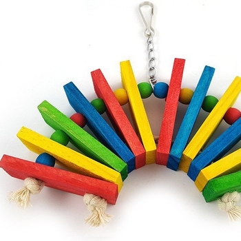 Παιχνίδι για παπαγάλους - Ξύλινο δονητικό παιχνίδι με μπλοκ σε σχήμα φαν, περιστρεφόμενη σκαλωσιά αναρρίχησης και σκάλα-σύννεφο για πτηνά και μικρά κατοικίδια