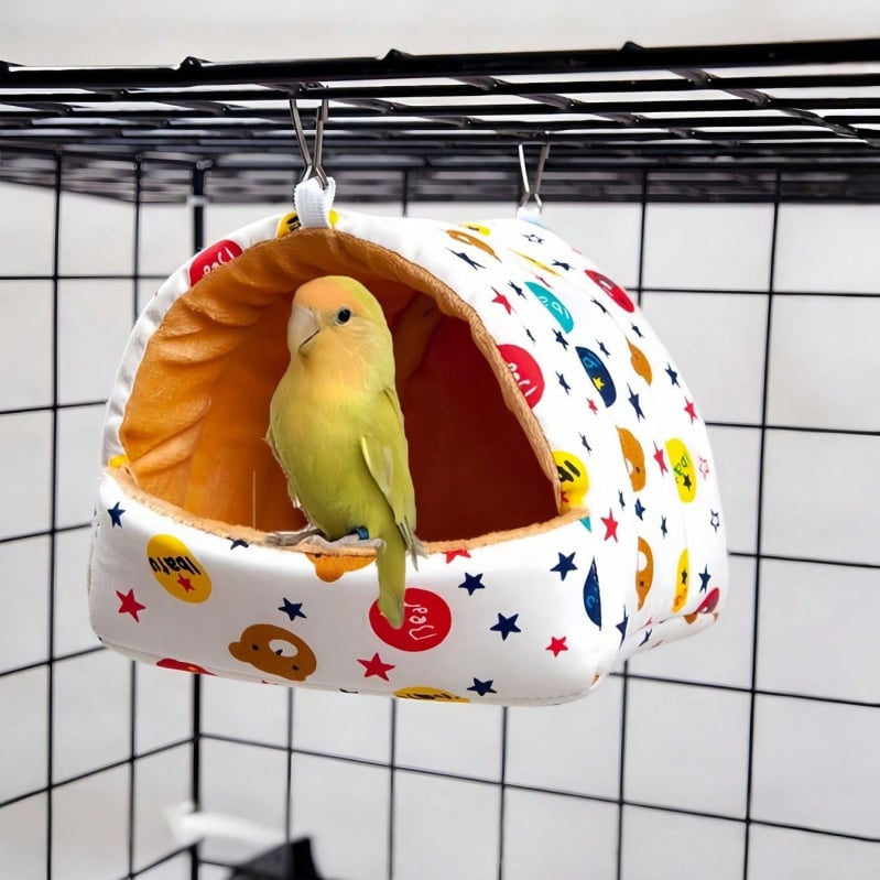 Φωλιά παπαγάλου από βαμβάκι – ζεστή χειμερινή πλεκτή φωλιά για ενήλικο παπαγάλο
