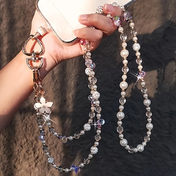 Кристална каишка за телефон, мънистена форма, женски стил, декоративна функция, код yys568, материал: изкуствен кристал