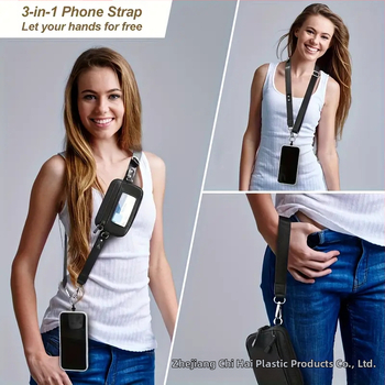 Телефонен шнур с джоб с цип и прозорец за ID, кръстосана презрамка (Полиестер, Метална катарама, Печат на лого, Персонализирана обработка)