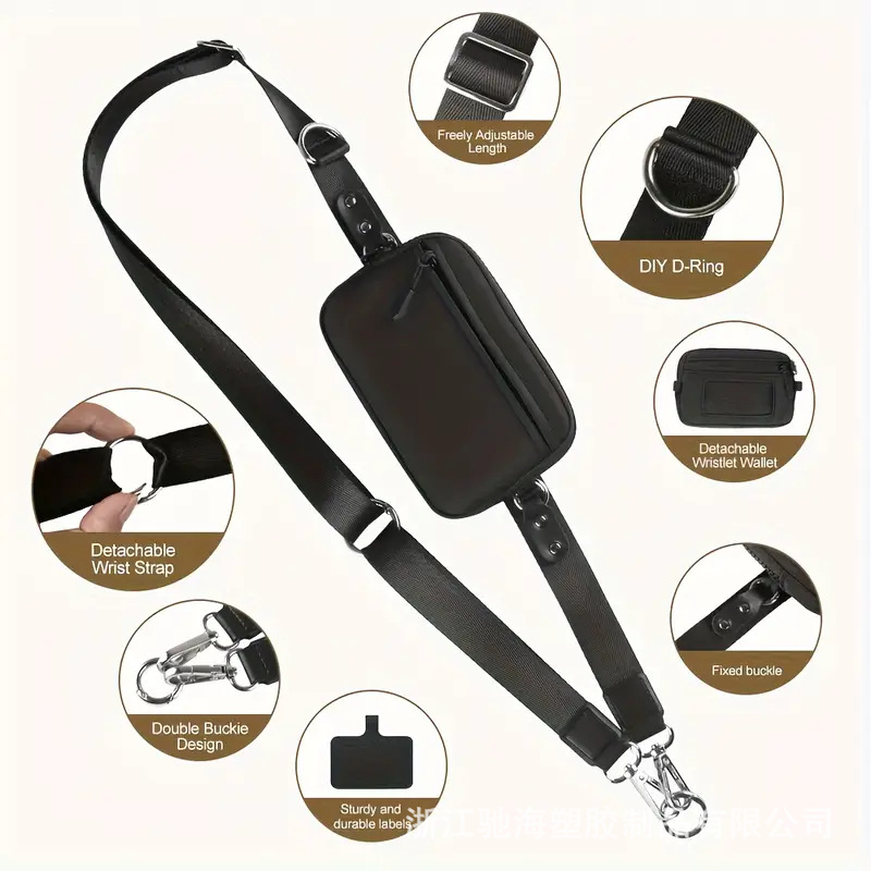 Telefonski kaiš s džepom na zip i prozorom za ID, crossbody naramenica, poliester (Poliester, Metalna kopča, Ispis loga, Prilagodba)