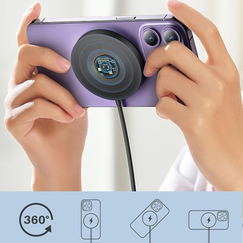 MagSafe 15W Μαγνητικός Ασύρματος Φορτιστής με Καλώδιο — Πολύ λεπτός, Διπλής Θύρας A+C, Γρήγορη Φόρτιση