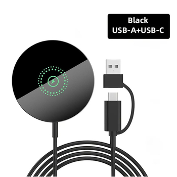 MagSafe 15W Μαγνητικός Ασύρματος Φορτιστής με Καλώδιο — Πολύ λεπτός, Διπλής Θύρας A+C, Γρήγορη Φόρτιση