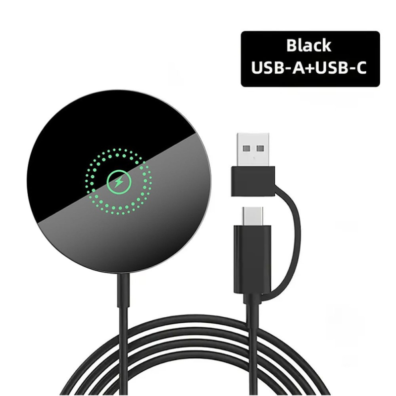 MagSafe 15W Μαγνητικός Ασύρματος Φορτιστής με Καλώδιο — Πολύ λεπτός, Διπλής Θύρας A+C, Γρήγορη Φόρτιση