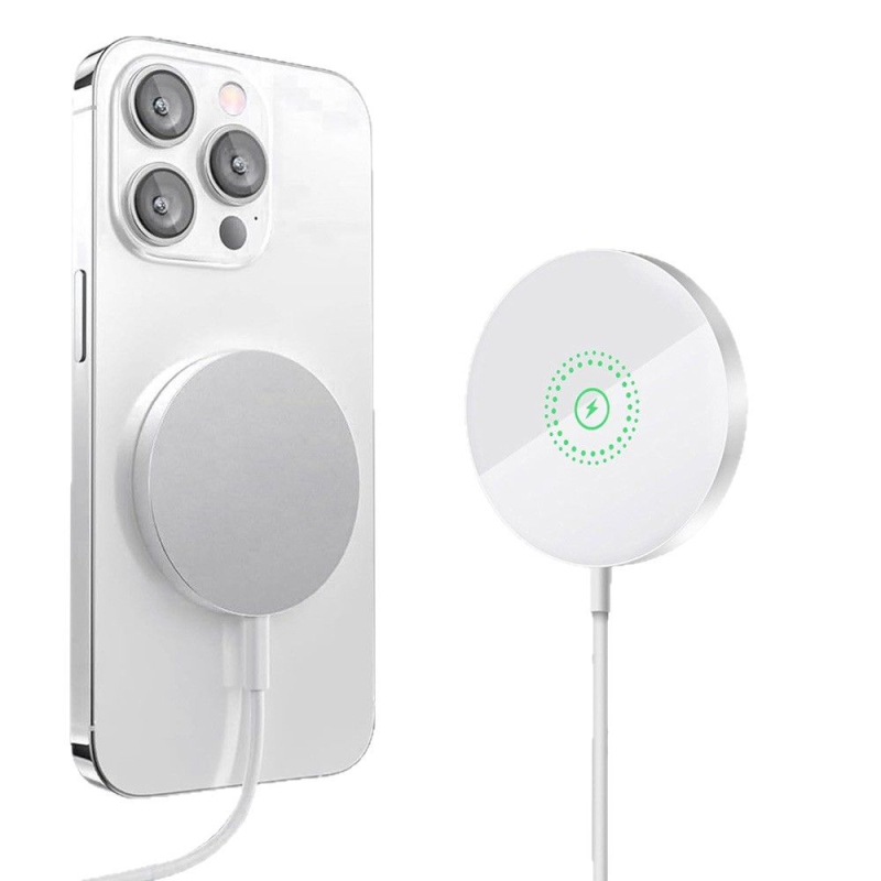 MagSafe 15W Μαγνητικός Ασύρματος Φορτιστής με Καλώδιο — Πολύ λεπτός, Διπλής Θύρας A+C, Γρήγορη Φόρτιση