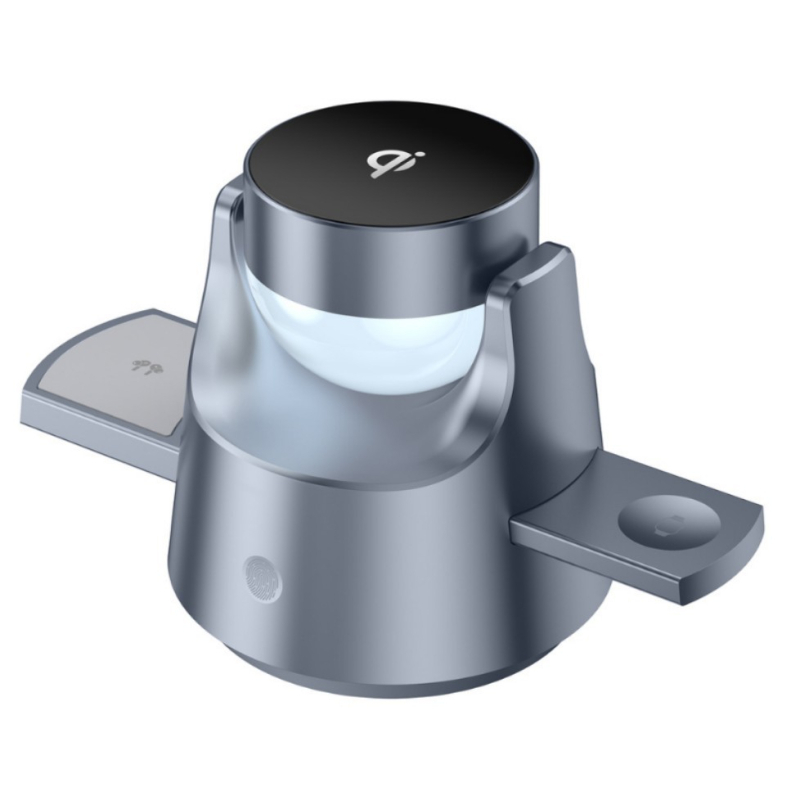 4-σε-1 ασύρματη βάση φόρτισης με χώρο αποθήκευσης, νυχτερινό φως και φορτιστή ρολογιού (Μοντέλο M1)