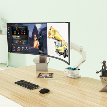 Мониторна стойка за извити екрани 38–49 инча, алуминиева сплав, модел M900, повдигащ тип, марка Aomei