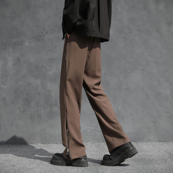 Cargo casual παντελόνια - χαλαρή γραμμή, μακριά, μεσαία μέση, φερμουάρ