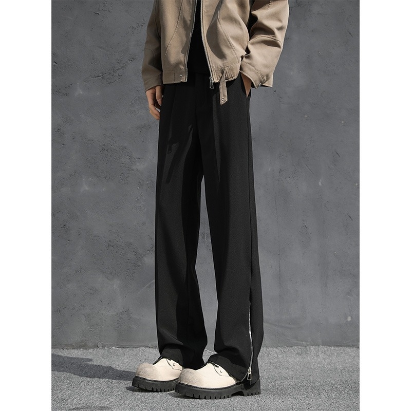 Pantaloni cargo casual - croială lejeră, lungi, talie medie, fermoar