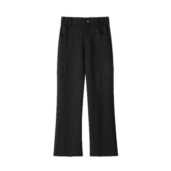 Anxi casual αντρικά παντελόνια, αμερικανικού στυλ, ίσιο παντελόνι, χαλαρή εφαρμογή, μεσαία μέση, κουμπωτό κλείσιμο, ελαστικό ύφασμα - K24040