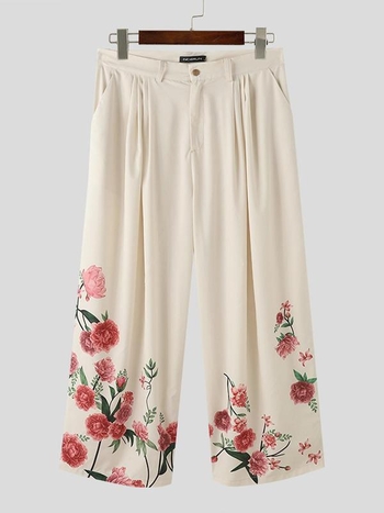 Ανδρικά casual παντελόνια, υψηλή μέση, ίσια γραμμή, κοντό μήκος, ύφασμα από ίνες μπαμπού