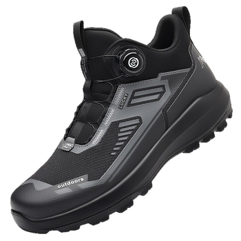 Ανδρικά ψηλά ορειβατικά παπούτσια με άνω μέρος από δίχτυ και εκτύπωση καουτσούκ, σόλα πολυουρεθάνης, κλείσιμο με περιστρεφόμενη αγκράφα